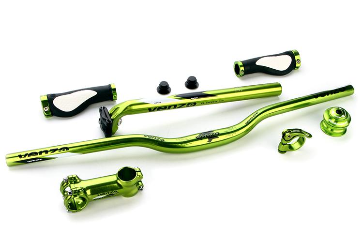 Набор велосипедный AC-02(зелены), руль, ручки руля, вынос, подседельный столбик, хомут подсед. VENZO